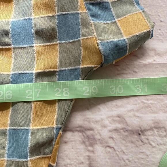 Camille & Co Blue Yellow Check Plaid Mini Tunic Shirt Dress XL Short Sleeve - Picture 7 of 8